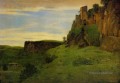 Civita Castelland Bâtiments haut dans les rochers aka La Porta San Salvatore Jean Baptiste Camille Corot